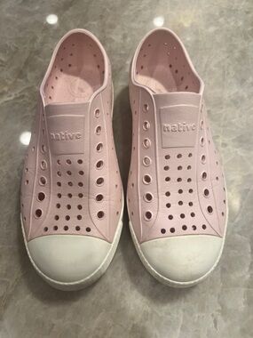 Native Slip-On Sneakers in Light Pink with White Soles